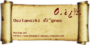 Oszlanszki Ágnes névjegykártya